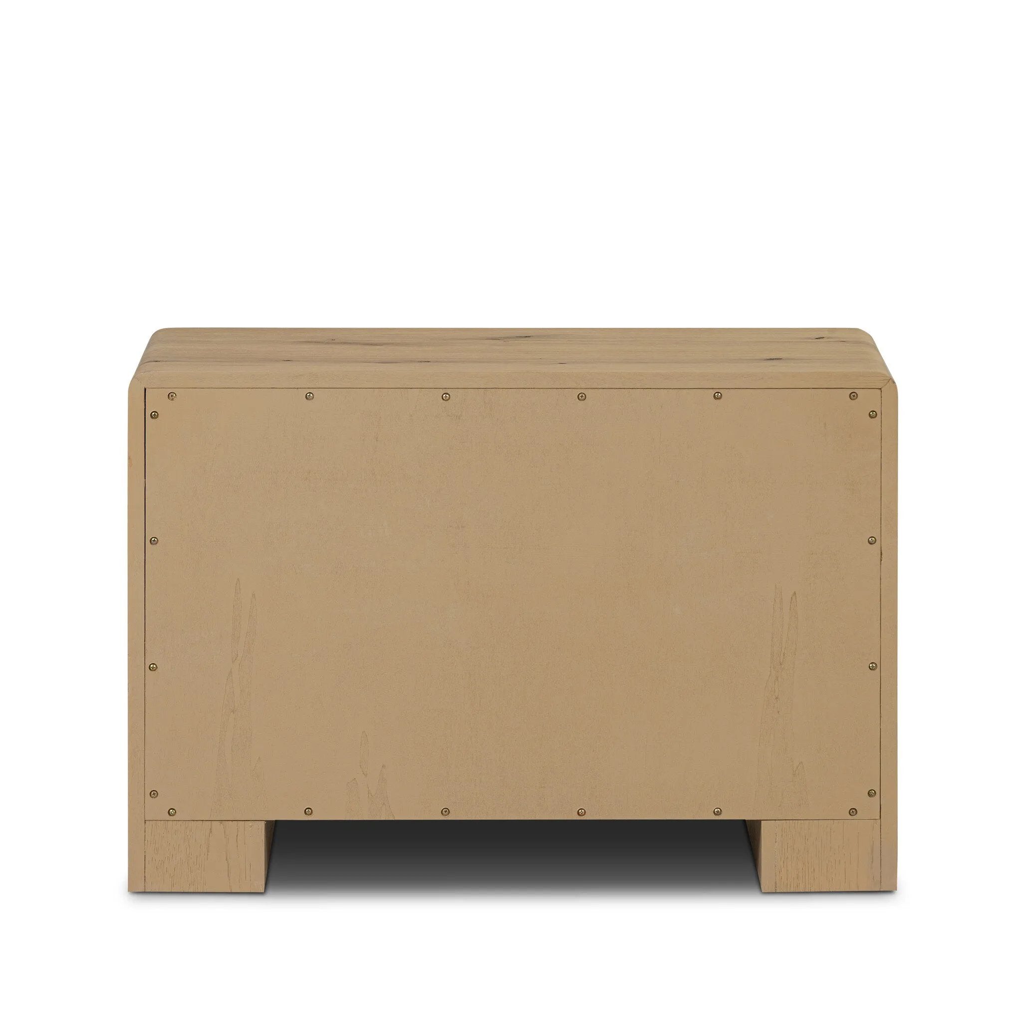 Simple and spacious, this oak nightstand has six drawers paired with aged bronze and wood hardware. Waterfall shaping and soft-close undermount glides give a smooth finish Amethyst Home provides interior design, new home construction design consulting, vintage area rugs, and lighting in the Dallas metro area.