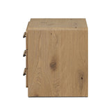 Simple and spacious, this oak nightstand has six drawers paired with aged bronze and wood hardware. Waterfall shaping and soft-close undermount glides give a smooth finish Amethyst Home provides interior design, new home construction design consulting, vintage area rugs, and lighting in the Nashville metro area.