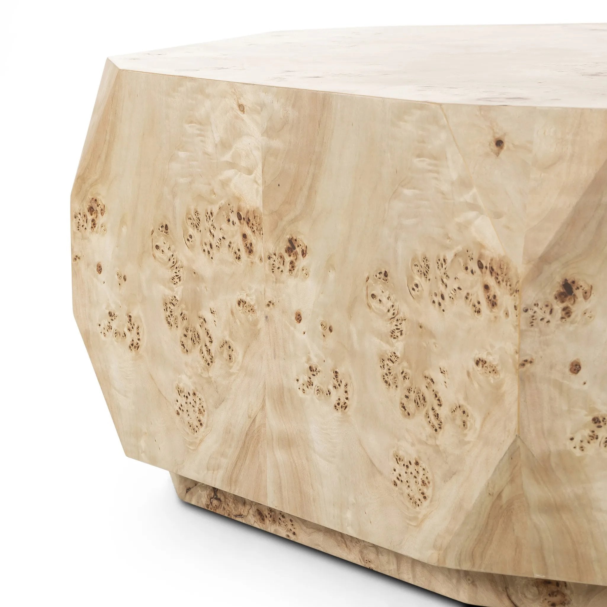 Featuring Elena Light Burl Coffee Table by Four Hands at Amethyst Home. Light poplar burl crafts an organic-looking shape, bringing a sense of moment to this design-forward coffee table. An understated plinth base finishes the look while adding intriguing balance of scale.Overall Dimensions: 45.50"w x 39.50"d x 16.00"hWeight : 80.91 lbsMaterials: Poplar Burl V. Amethyst Home provides interior design, new home construction design consulting, vintage area rugs, and lighting in the Austin metro area.