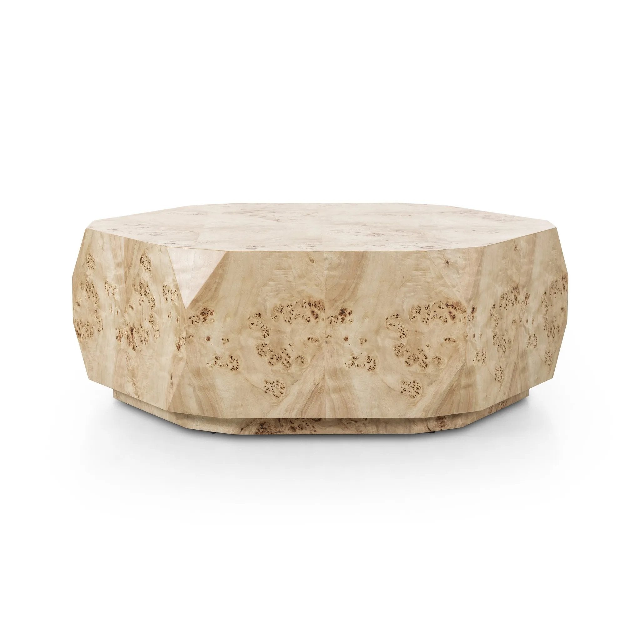 Featuring Elena Light Burl Coffee Table by Four Hands at Amethyst Home. Light poplar burl crafts an organic-looking shape, bringing a sense of moment to this design-forward coffee table. An understated plinth base finishes the look while adding intriguing balance of scale.Overall Dimensions: 45.50"w x 39.50"d x 16.00"hWeight : 80.91 lbsMaterials: Poplar . Amethyst Home provides interior design, new home construction design consulting, vintage area rugs, and lighting in the Laguna Beach metro area.