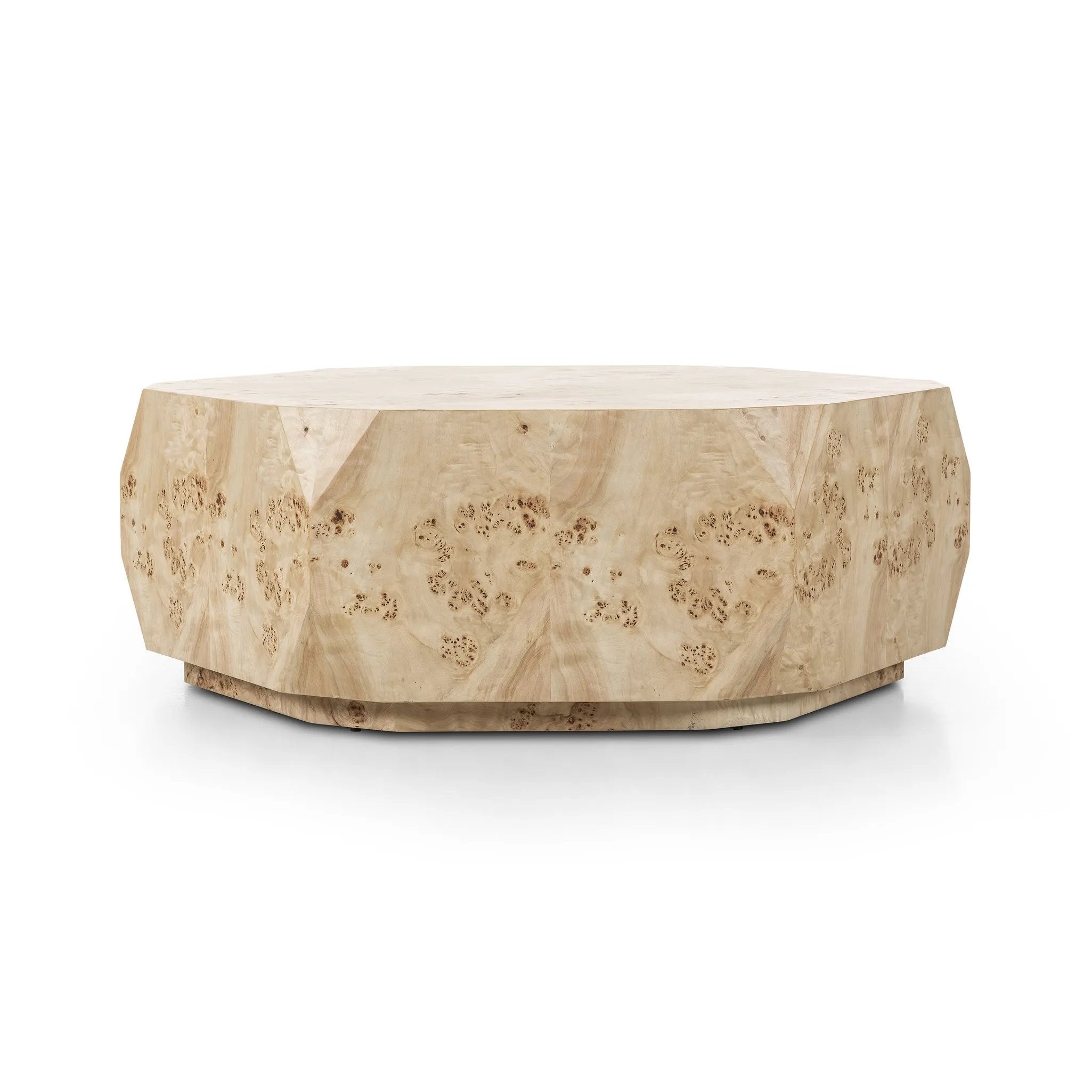Featuring Elena Light Burl Coffee Table by Four Hands at Amethyst Home. Light poplar burl crafts an organic-looking shape, bringing a sense of moment to this design-forward coffee table. An understated plinth base finishes the look while adding intriguing balance of scale.Overall Dimensions: 45.50"w x 39.50"d x 16.00"hWeight : 80.91 lbsMaterials: Poplar Burl . Amethyst Home provides interior design, new home construction design consulting, vintage area rugs, and lighting in the Seattle metro area.