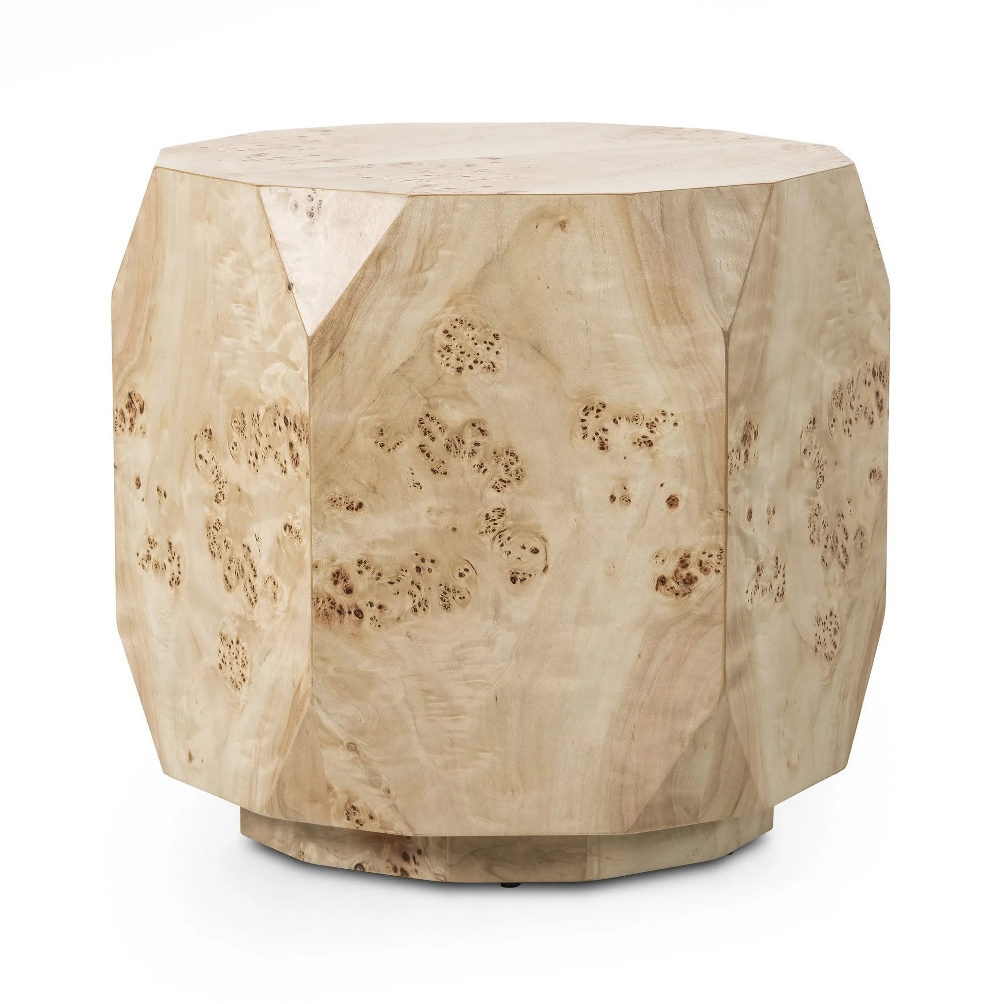 Featuring Elena Light Burl End Table by Four Hands at Amethyst Home. Light poplar burl crafts an organic-looking shape, bringing a sense of moment to this design-forward end table. An understated plinth base finishes the look while adding intriguing balance of scale.Overall Dimensions: 21.75"w x 18.75"d x 19.00"hWeight : 29.10 lbsMaterials: Poplar Burl. Amethyst Home provides interior design, new home construction design consulting, vintage area rugs, and lighting in the Salt Lake City metro area.