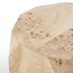 Featuring Elena Light Burl End Table by Four Hands at Amethyst Home. Light poplar burl crafts an organic-looking shape, bringing a sense of moment to this design-forward end table. An understated plinth base finishes the look while adding intriguing balance of scale.Overall Dimensions: 21.75"w x 18.75"d x 19.00"hWeight : 29.10 lbsMaterials: Poplar Burl Vene. Amethyst Home provides interior design, new home construction design consulting, vintage area rugs, and lighting in the San Diego metro area.