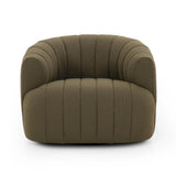 Featuring Elliana FIQA Boucle Olive Swivel Chair by Four Hands at Amethyst Home. Meet the chair that offers it all: curves, color, texture, durability, and sustainability. All atop a modern 360-degree swivel. Easy to clean and made from fully recyclable materials, FIQA fabrics are machine-washable, stain-resistant, water-repellent and antimicrobial.Overall Di. Amethyst Home provides interior design, new home construction design consulting, vintage area rugs, and lighting in the Seattle metro area.