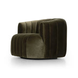 Featuring Elliana Surrey Olive Swivel Chair by Four Hands at Amethyst Home. Meet the chair that offers it all: curves, color, texture, durability, and sustainability. All atop a modern 360-degree swivel. Easy to clean and made from fully recyclable materials, FIQA fabrics are machine-washable, stain-resistant, water-repellent and antimicrobial.Overall D. Amethyst Home provides interior design, new home construction design consulting, vintage area rugs, and lighting in the Newport Beach metro area.
