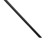 A dramatically curved silhouette and tripod base of matte black metal pair with a flax linen shade for this floor lamp's shapely, minimalist feel Amethyst Home provides interior design, new home construction design consulting, vintage area rugs, and lighting in the Boston metro area.