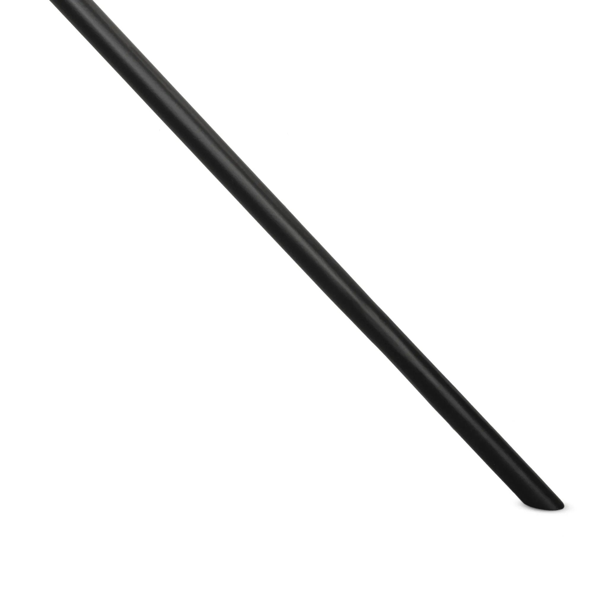 A dramatically curved silhouette and tripod base of matte black metal pair with a flax linen shade for this floor lamp's shapely, minimalist feel Amethyst Home provides interior design, new home construction design consulting, vintage area rugs, and lighting in the Boston metro area.