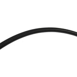 A dramatically curved silhouette and tripod base of matte black metal pair with a flax linen shade for this floor lamp's shapely, minimalist feel Amethyst Home provides interior design, new home construction design consulting, vintage area rugs, and lighting in the Los Angeles metro area.