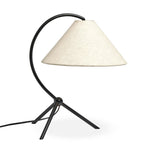 Featuring Emile Matte Black Table Lamp by Four Hands at Amethyst Home. A dramatically curved silhouette and tripod base of matte black metal pair with a flax linen shade for a shapely, minimalist feel.Overall Dimensions: 16.50"w x 14.00"d x 19.00"hWeight : 3.22 lbsMaterials : Iron, Thermoplastic, 75% Flax/Linen, 25% Cotton. Amethyst Home provides interior design, new home construction design consulting, vintage area rugs, and lighting in the Alpharetta metro area.