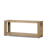 Built from thick-cut oak and veneers with an aged smoked finish, this farmhouse-inspired console table features chunky squared legs and a stretcher base for extra storage Amethyst Home provides interior design, new home construction design consulting, vintage area rugs, and lighting in the Park City metro area.