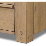 Built from thick-cut oak and veneers with an aged smoked finish, this farmhouse-inspired nightstand features softened edges, fastening details, integrated wood hardware and soft-close drawer glides for quality construction Amethyst Home provides interior design, new home construction design consulting, vintage area rugs, and lighting in the Portland metro area.