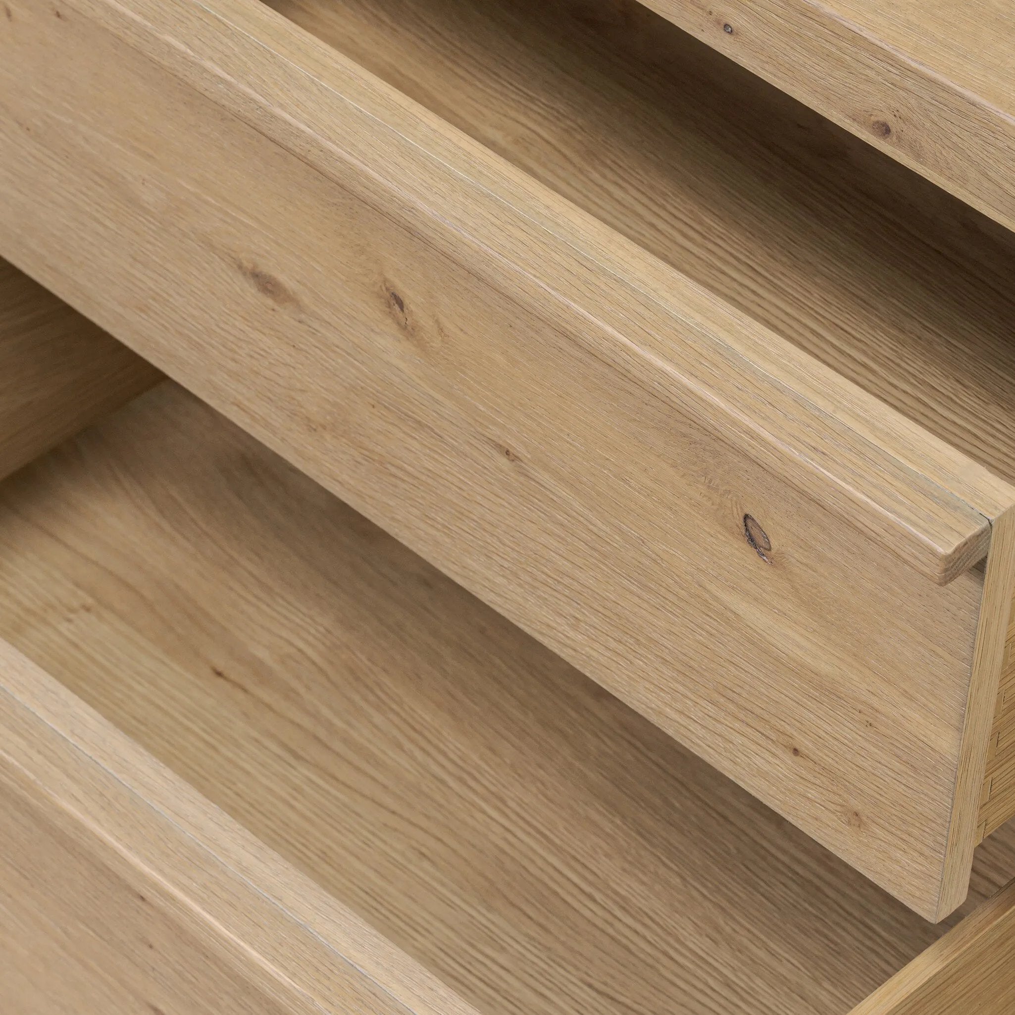 Built from thick-cut oak and veneers with an aged smoked finish, this farmhouse-inspired nightstand features softened edges, fastening details, integrated wood hardware and soft-close drawer glides for quality construction Amethyst Home provides interior design, new home construction design consulting, vintage area rugs, and lighting in the Scottsdale metro area.