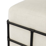 Inspired by traditional rattan forms, this outdoor stool is reimagined in a contemporary material palette that leans into the French garden aesthetic. With a grid-like take on the barrel silhouette, an ironwork frame features cross-hatch details. Cover or store inside during inclement weather and when not in use. Amethyst Home provides interior design, new home construction design consulting, vintage area rugs, and lighting in the Laguna Beach metro area.