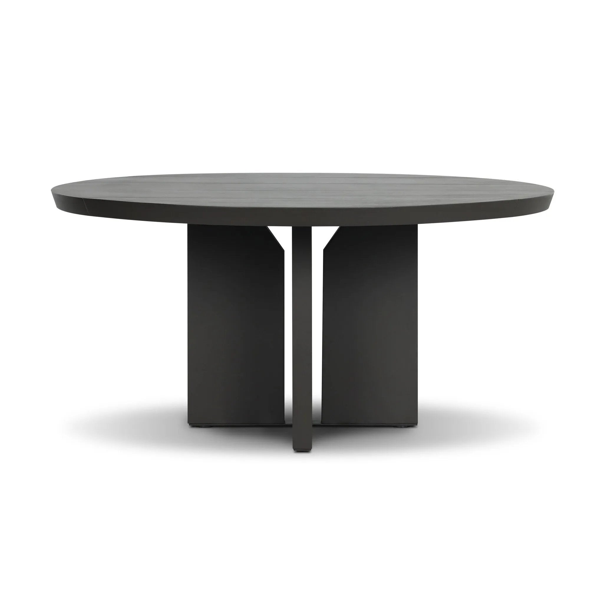 Inspired by minimalist Nordic design, a dark bronze dining table has a base of four plinth legs for a simple but impactful detail. Cover or store inside during inclement weather and when not in use.As lovers of wabi sabi style at Amethyst, we love the designer inspired Ernest Outdoor Metal Dining Table-60" - Bronze. Amethyst Home provides interior design, new home construction design consulting, vintage area rugs, and lighting in the Alpharetta metro area.