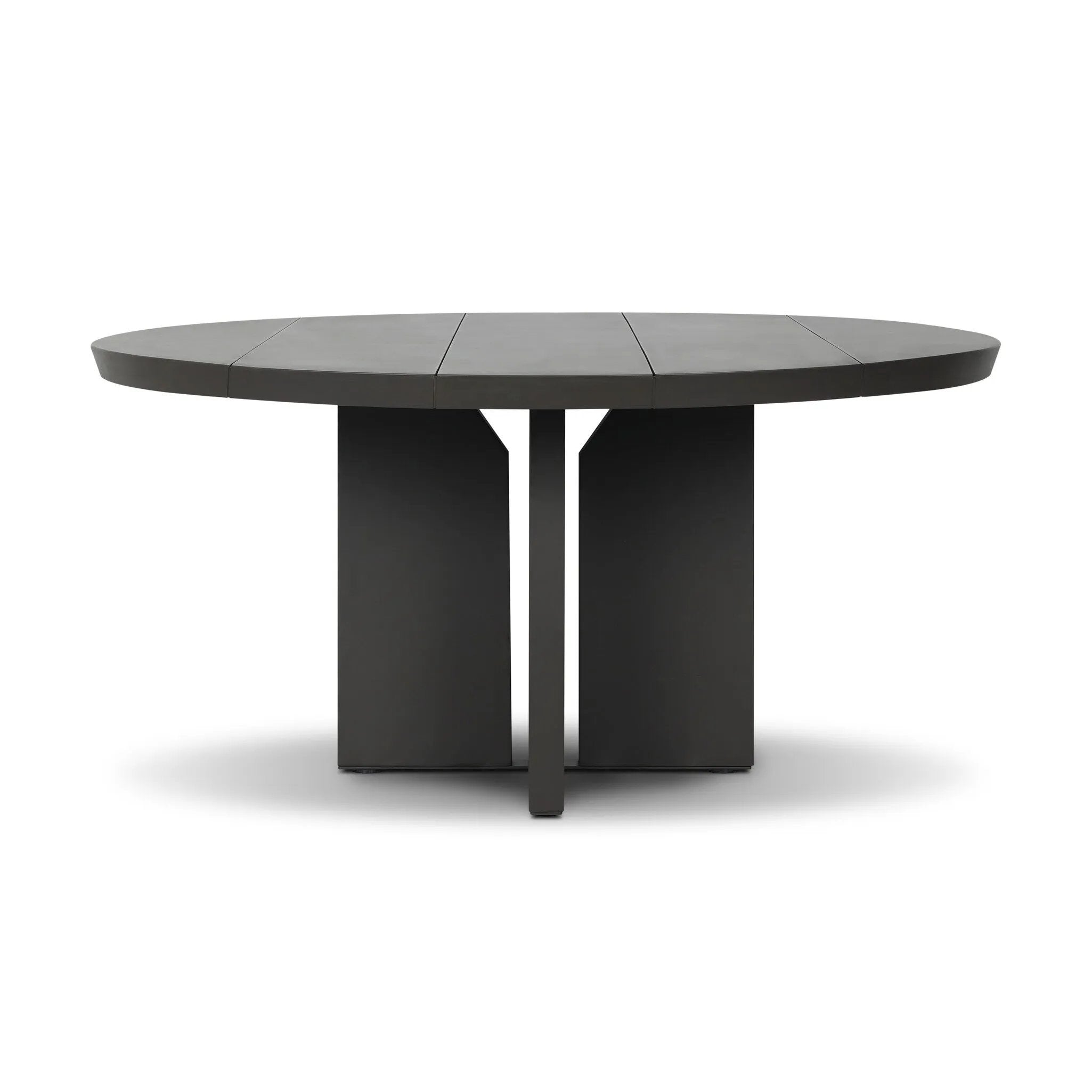 Inspired by minimalist Nordic design, a dark bronze dining table has a base of four plinth legs for a simple but impactful detail. Cover or store inside during inclement weather and when not in use.As lovers of wabi sabi style at Amethyst, we love the designer inspired Ernest Outdoor Metal Dining Table-60" - Bronze. Amethyst Home provides interior design, new home construction design consulting, vintage area rugs, and lighting in the Miami metro area.