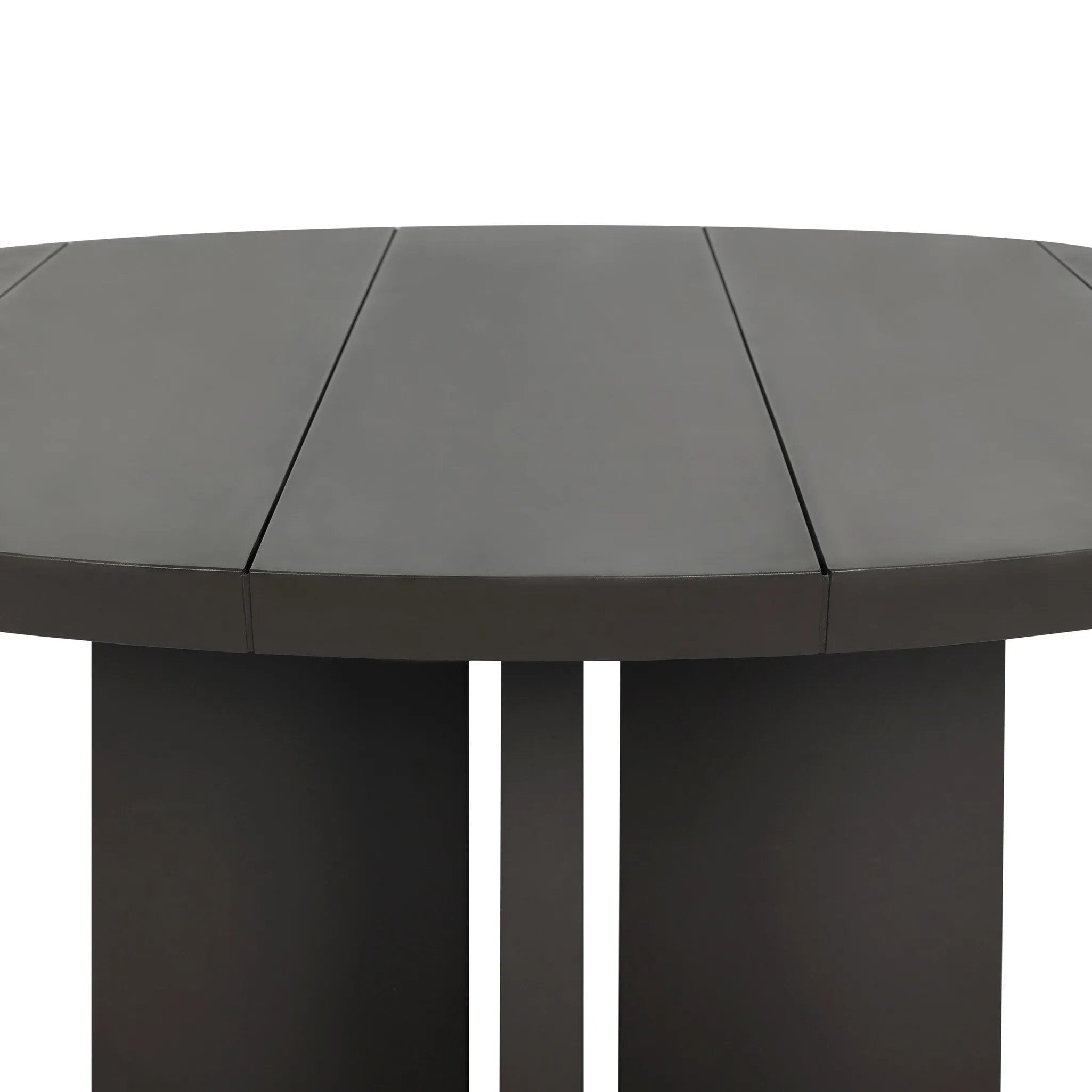 Inspired by minimalist Nordic design, a dark bronze dining table has a base of four plinth legs for a simple but impactful detail. Cover or store inside during inclement weather and when not in use.As lovers of wabi sabi style at Amethyst, we love the designer inspired Ernest Outdoor Metal Dining Table-60" - Bronze. Amethyst Home provides interior design, new home construction design consulting, vintage area rugs, and lighting in the San Diego metro area.