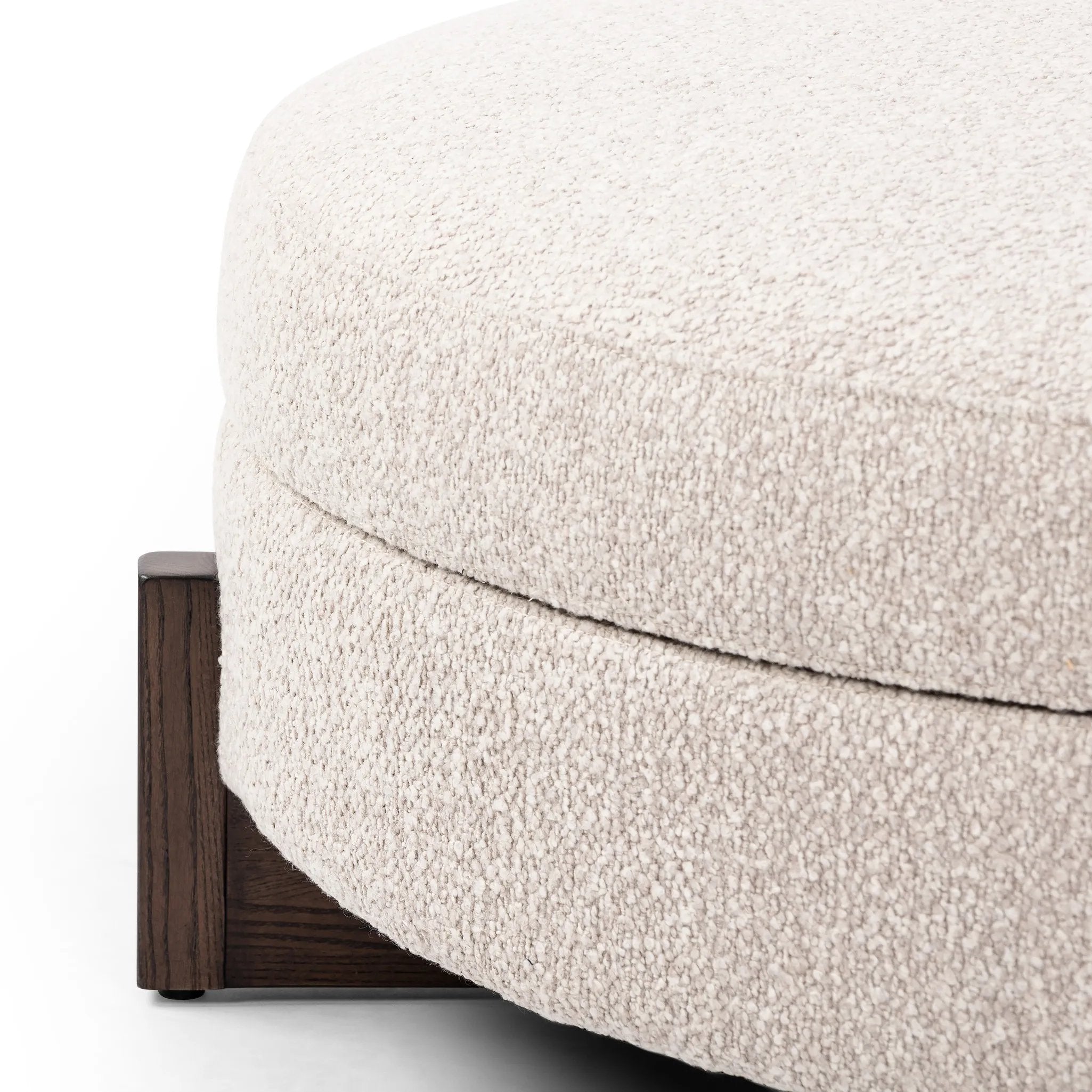 Featuring Esben Sattley Fog Storage Ottoman by Four Hands at Amethyst Home. Get extra storage and an extra spot for lounging or propped feet in one. This coffee table-sized storage ottoman features a loose top to store extra blankets and more. Upholstered in a textural boucle-like performance fabric, perfect for everyday messes. Finished with an X-frame parawo. Amethyst Home provides interior design, new home construction design consulting, vintage area rugs, and lighting in the Austin metro area.