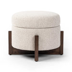 Featuring Esben Sattley Fog Storage Ottoman by Four Hands at Amethyst Home. Get extra storage and an extra spot for lounging or propped feet in one. This coffee table-sized storage ottoman features a loose top to store extra blankets and more. Upholstered in a textural boucle-like performance fabric, perfect for everyday messes. Finished with an X-frame parawo. Amethyst Home provides interior design, new home construction design consulting, vintage area rugs, and lighting in the Boston metro area.