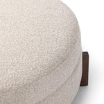 Featuring Esben Sattley Fog Storage Ottoman by Four Hands at Amethyst Home. Get extra storage and an extra spot for lounging or propped feet in one. This coffee table-sized storage ottoman features a loose top to store extra blankets and more. Upholstered in a textural boucle-like performance fabric, perfect for everyday messes. Finished with an X-frame para. Amethyst Home provides interior design, new home construction design consulting, vintage area rugs, and lighting in the Monterey metro area.