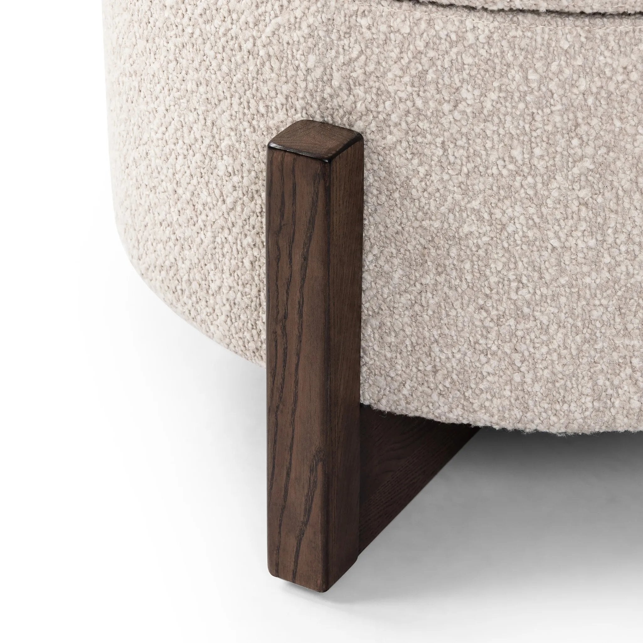 Featuring Esben Sattley Fog Storage Ottoman by Four Hands at Amethyst Home. Get extra storage and an extra spot for lounging or propped feet in one. This coffee table-sized storage ottoman features a loose top to store extra blankets and more. Upholstered in a textural boucle-like performance fabric, perfect for everyday messes. Finished with an X-frame para. Amethyst Home provides interior design, new home construction design consulting, vintage area rugs, and lighting in the Portland metro area.