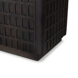 A carved geometric pattern adds a layer of visual depth to this vintage brown-finished mango media console. Rounded edges and a recessed top surface complete the look. Rear cutouts for cord management.As lovers of natural design at Amethyst, we love the optimistic inspired Essie Media Console - Vintage Brown. Amethyst Home provides interior design, new home construction design consulting, vintage area rugs, and lighting in the Laguna Beach metro area.