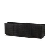 A carved geometric pattern adds a layer of visual depth to this vintage brown-finished mango media console. Rounded edges and a recessed top surface complete the look. Rear cutouts for cord management.As lovers of natural design at Amethyst, we love the optimistic inspired Essie Media Console - Vintage Brown. Amethyst Home provides interior design, new home construction design consulting, vintage area rugs, and lighting in the Portland metro area.