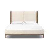 Midcentury and Danish design influence merge in this modern transitional bed. A headboard of oak veneer and two upholstered panels deliver contrast and softness at once.As lovers of luxe materials at Amethyst, we love the warm modern inspired Ettie Bed. This item pairs well with other brands such as Surya and is perfect for modern homes Amethyst Home provides interior design, new home construction design consulting, vintage area rugs, and lighting in the Monterey metro area.