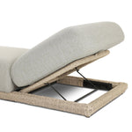 Play with contrast — in shape, material and proportion. Generous, sink-in cushioning sits atop a small, tapered woven plinth base, with structured upholstery with heavy texture inviting a comfortable sit on this outdoor chaise. Cover or store indoors during inclement weather and when not in use. Amethyst Home provides interior design, new home construction design consulting, vintage area rugs, and lighting in the Monterey metro area.