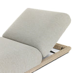 Play with contrast — in shape, material and proportion. Generous, sink-in cushioning sits atop a small, tapered woven plinth base, with structured upholstery with heavy texture inviting a comfortable sit on this outdoor chaise. Cover or store indoors during inclement weather and when not in use. Amethyst Home provides interior design, new home construction design consulting, vintage area rugs, and lighting in the Seattle metro area.