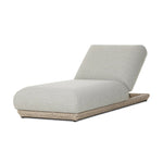 Play with contrast — in shape, material and proportion. Generous, sink-in cushioning sits atop a small, tapered woven plinth base, with structured upholstery with heavy texture inviting a comfortable sit on this outdoor chaise. Cover or store indoors during inclement weather and when not in use. Amethyst Home provides interior design, new home construction design consulting, vintage area rugs, and lighting in the Tampa metro area.