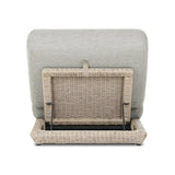 Play with contrast — in shape, material and proportion. Generous, sink-in cushioning sits atop a small, tapered woven plinth base, with structured upholstery with heavy texture inviting a comfortable sit on this outdoor chaise. Cover or store indoors during inclement weather and when not in use. Amethyst Home provides interior design, new home construction design consulting, vintage area rugs, and lighting in the Winter Garden metro area.