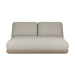 Play with contrast — in shape, material and proportion. Generous, sink-in cushioning sits atop a small, tapered woven plinth base, with structured upholstery with heavy texture inviting a comfortable sit on this outdoor chaise. Cover or store indoors during inclement weather and when not in use. Amethyst Home provides interior design, new home construction design consulting, vintage area rugs, and lighting in the Newport Beach metro area.