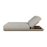 Play with contrast — in shape, material and proportion. Generous, sink-in cushioning sits atop a small, tapered woven plinth base, with structured upholstery with heavy texture inviting a comfortable sit on this outdoor chaise. Cover or store indoors during inclement weather and when not in use. Amethyst Home provides interior design, new home construction design consulting, vintage area rugs, and lighting in the Tampa metro area.