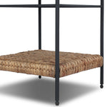 Work subtle coastal vibes into any room with this mixed-material end table, pairing woven hyacinth with charcoal-finished steel. Simplified heritage ball detailing on each leg adds a design-forward touch.As fans of organic modern aesthetics at Amethyst, we love the designer inspired Evanne End Table - Charcoal Iron. Amethyst Home provides interior design, new home construction design consulting, vintage area rugs, and lighting in the Newport Beach metro area.