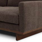 Classic goes contemporary. A brown-finished parawood base supports low, deep seating of high-performance fabric, with track arms for a clean touch.As enthusiasts of natural aesthetics at Amethyst, we love the warm modern inspired Everly Sofa - Landale Charcoal. This item pairs well with other brands such as Ethnicraft and is perfect for loft homes Amethyst Home provides interior design, new home construction design consulting, vintage area rugs, and lighting in the Calabasas metro area.