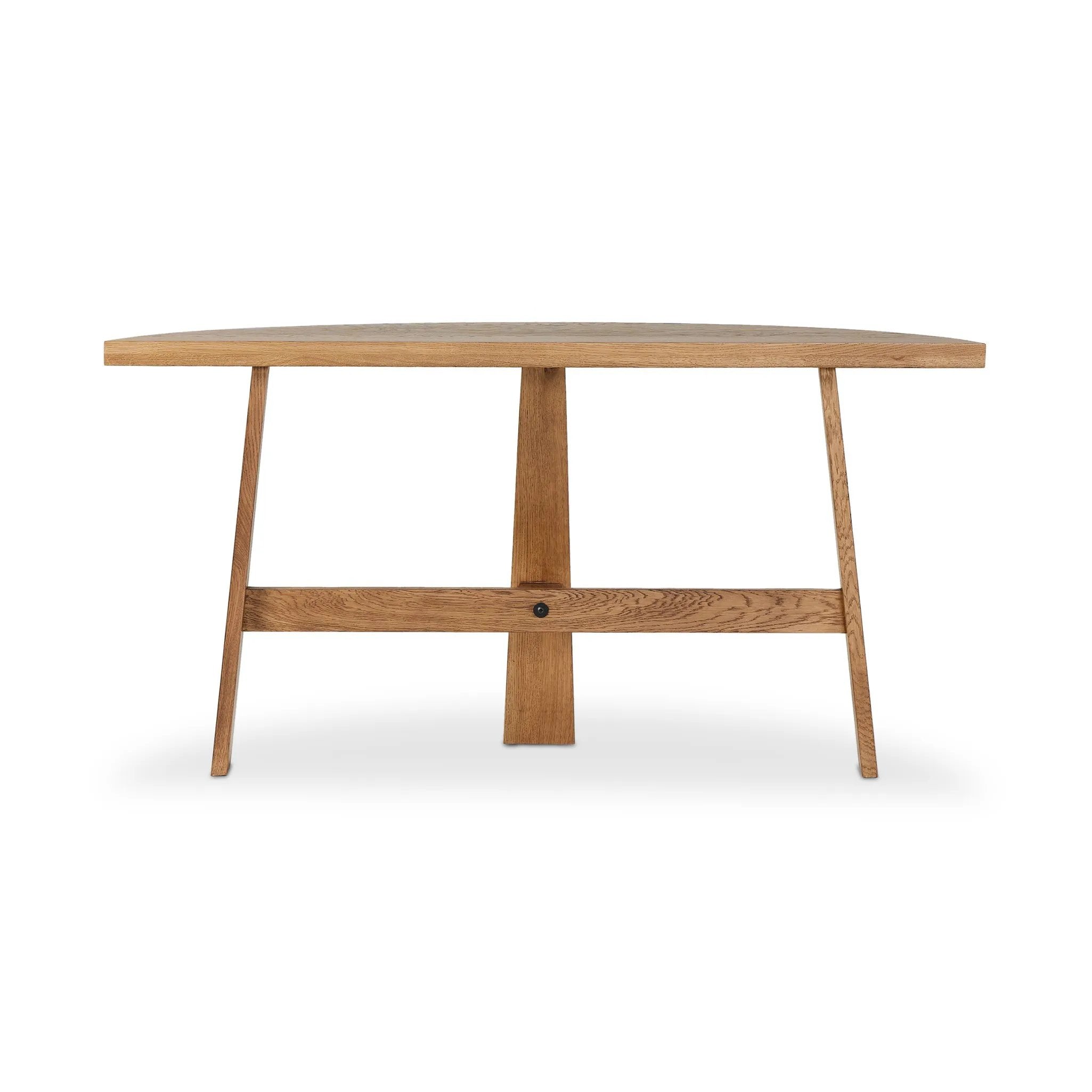Featuring Fara Light Brown Oak Console Table by Four Hands at Amethyst Home. Made from light brown oak, a tripod base supports a uniquely shaped tabletop for a look that feels both simple and artistic.Overall Dimensions: 60.00"w x 18.00"d x 30.00"hWeight : 42.55 lbsMaterials: Solid Oak. Amethyst Home provides interior design, new home construction design consulting, vintage area rugs, and lighting in the Winter Garden metro area.