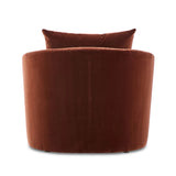 Casual and sculpted, velvety auburn fabric and a pill-shaped chaise take this lounger to the next level Amethyst Home provides interior design, new home construction design consulting, vintage area rugs, and lighting in the Portland metro area.