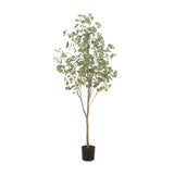 High-quality construction crafts the branches and disc-shaped leaves of this faux eucalyptus tree, for a realistic look that's designed for easy living. Ships in a black plastic liner pot. For indoor use only Amethyst Home provides interior design, new home construction design consulting, vintage area rugs, and lighting in the Nashville metro area.