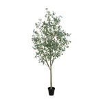 High-quality construction crafts the branches and disc-shaped leaves of this faux eucalyptus tree, for a realistic look that's designed for easy living. Ships in a black plastic liner pot. For indoor use only Amethyst Home provides interior design, new home construction design consulting, vintage area rugs, and lighting in the Tampa metro area.