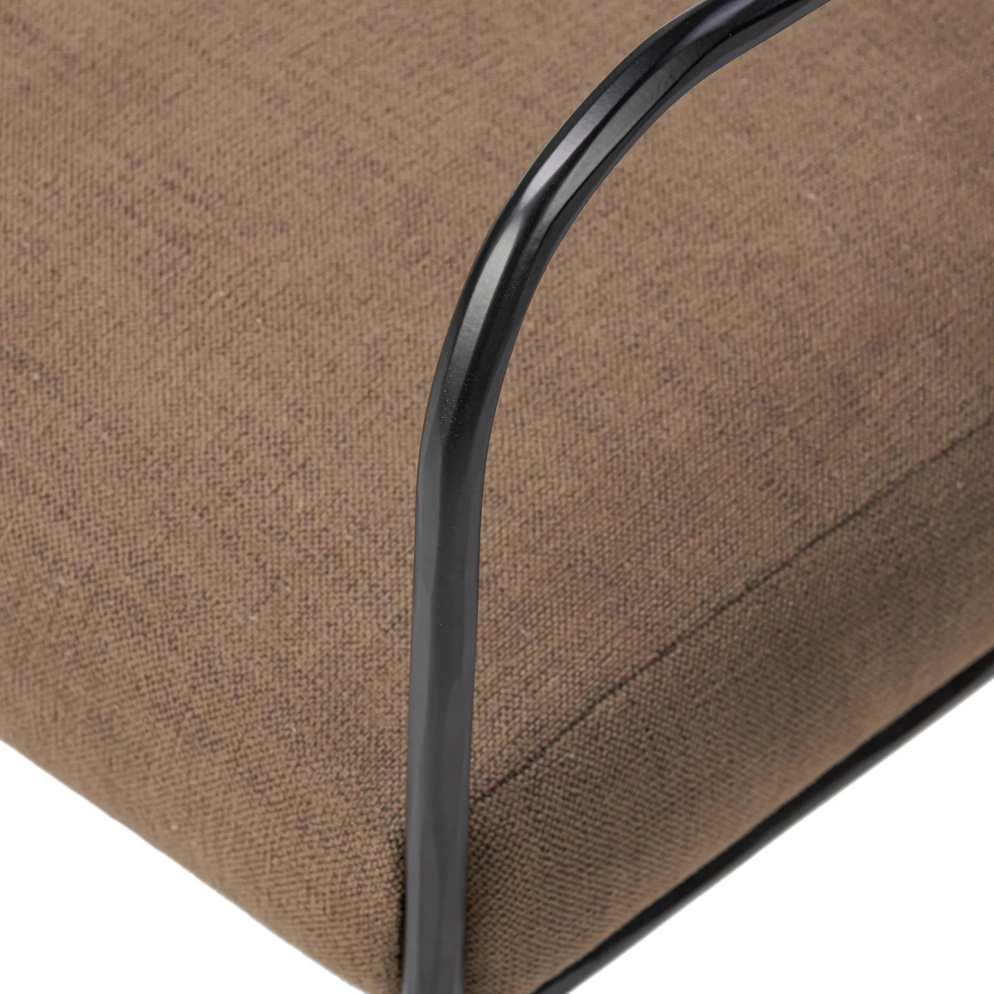 A simple yet timeless dining look, prime for the head of the table. Hammered iron frames a squared seat and bolster back upholstered in high-performance fabric. Free of PFAS, soft and easy to clean, Crypton® performance fabric is specially engineered for protection against stains, moisture and odor Amethyst Home provides interior design, new home construction design consulting, vintage area rugs, and lighting in the Houston metro area.