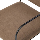 A simple yet timeless dining look, prime for the head of the table. Hammered iron frames a squared seat and bolster back upholstered in high-performance fabric. Free of PFAS, soft and easy to clean, Crypton® performance fabric is specially engineered for protection against stains, moisture and odor Amethyst Home provides interior design, new home construction design consulting, vintage area rugs, and lighting in the Monterey metro area.