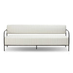 A slim take on a timeless silhouette. Hammered iron frames a squared seat and bolster back upholstered in striped, neutral fabric. Cover or store inside during inclement weather and when not in use.As enthusiasts of modern design at Amethyst, we love the nature inspired Fenn Outdoor Sofa-78" - Amalfi Natural. Amethyst Home provides interior design, new home construction design consulting, vintage area rugs, and lighting in the Kansas City metro area.