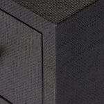 Featuring Fiona Black Raffia Nightstand by Four Hands at Amethyst Home. Woven black raffia offers a texture-driven take on bedside storage. Antique brass-finished iron hardware adorns dual drawers supported by a solid mahogany base.Overall Dimensions: 30.00"w x 17.00"d x 26.50"hWeight : 59.74 lbsMaterials: Sugar Palm, Solid Mahogany, Iron. Amethyst Home provides interior design, new home construction design consulting, vintage area rugs, and lighting in the Calabasas metro area.