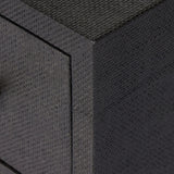 Featuring Fiona Black Raffia Nightstand by Four Hands at Amethyst Home. Woven black raffia offers a texture-driven take on bedside storage. Antique brass-finished iron hardware adorns dual drawers supported by a solid mahogany base.Overall Dimensions: 30.00"w x 17.00"d x 26.50"hWeight : 59.74 lbsMaterials: Sugar Palm, Solid Mahogany, Iron. Amethyst Home provides interior design, new home construction design consulting, vintage area rugs, and lighting in the Calabasas metro area.