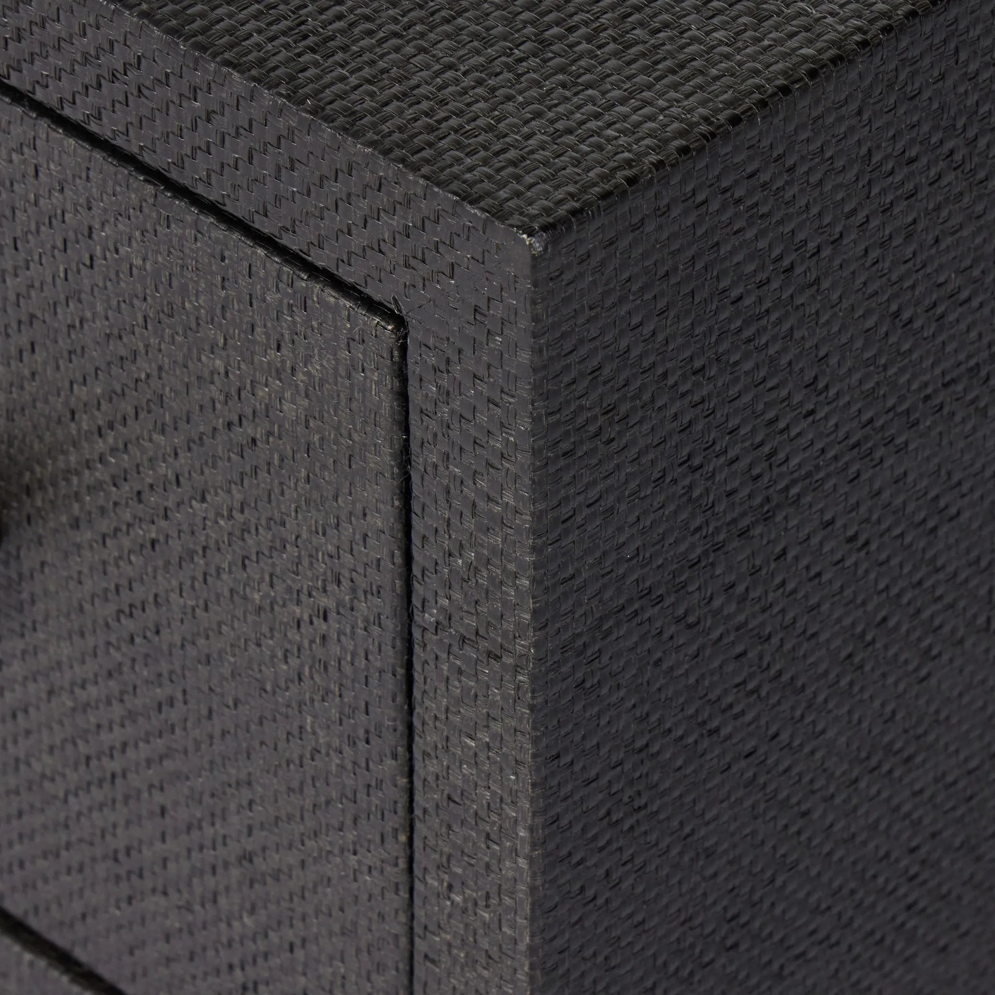 Featuring Fiona Black Raffia Nightstand by Four Hands at Amethyst Home. Woven black raffia offers a texture-driven take on bedside storage. Antique brass-finished iron hardware adorns dual drawers supported by a solid mahogany base.Overall Dimensions: 30.00"w x 17.00"d x 26.50"hWeight : 59.74 lbsMaterials: Sugar Palm, Solid Mahogany, Iron. Amethyst Home provides interior design, new home construction design consulting, vintage area rugs, and lighting in the Calabasas metro area.