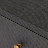 Featuring Fiona Black Raffia Nightstand by Four Hands at Amethyst Home. Woven black raffia offers a texture-driven take on bedside storage. Antique brass-finished iron hardware adorns dual drawers supported by a solid mahogany base.Overall Dimensions: 30.00"w x 17.00"d x 26.50"hWeight : 59.74 lbsMaterials: Sugar Palm, Solid Mahogany, Iron. Amethyst Home provides interior design, new home construction design consulting, vintage area rugs, and lighting in the Tampa metro area.