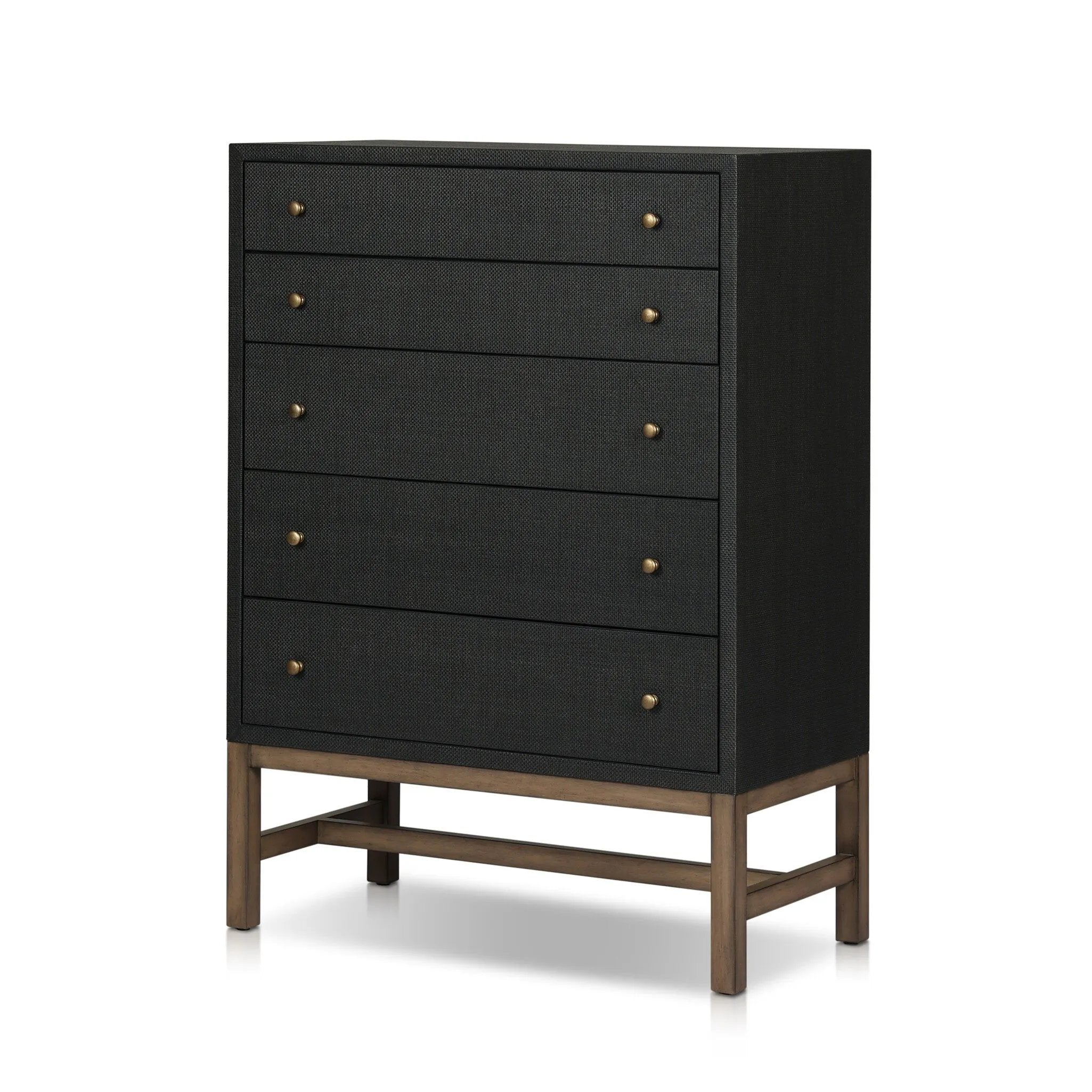 black tall dresser Fiona Black Raffia Tall Dresser