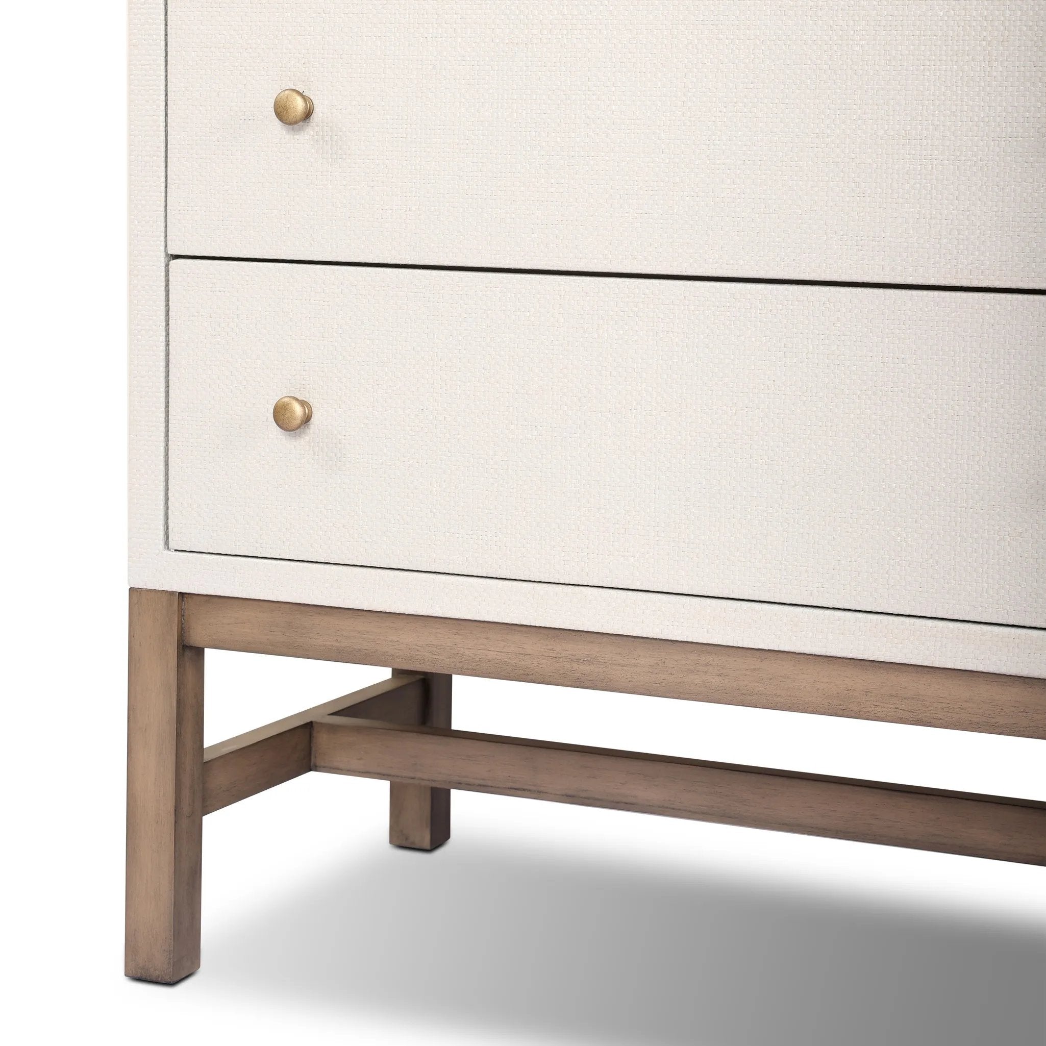 Featuring Fiona Ivory Painted Raffia 6 Drawer Dresser by Four Hands at Amethyst Home. Indulge in luxury with the Fiona Ivory Painted Raffia 6 Drawer Dresser. This elegant dresser boasts a sophisticated ivory painted finish and hand-woven raffia drawers. With six spacious drawers, it offers ample storage space while adding a touch of exclusivity to any bed. Amethyst Home provides interior design, new home construction design consulting, vintage area rugs, and lighting in the Los Angeles metro area.