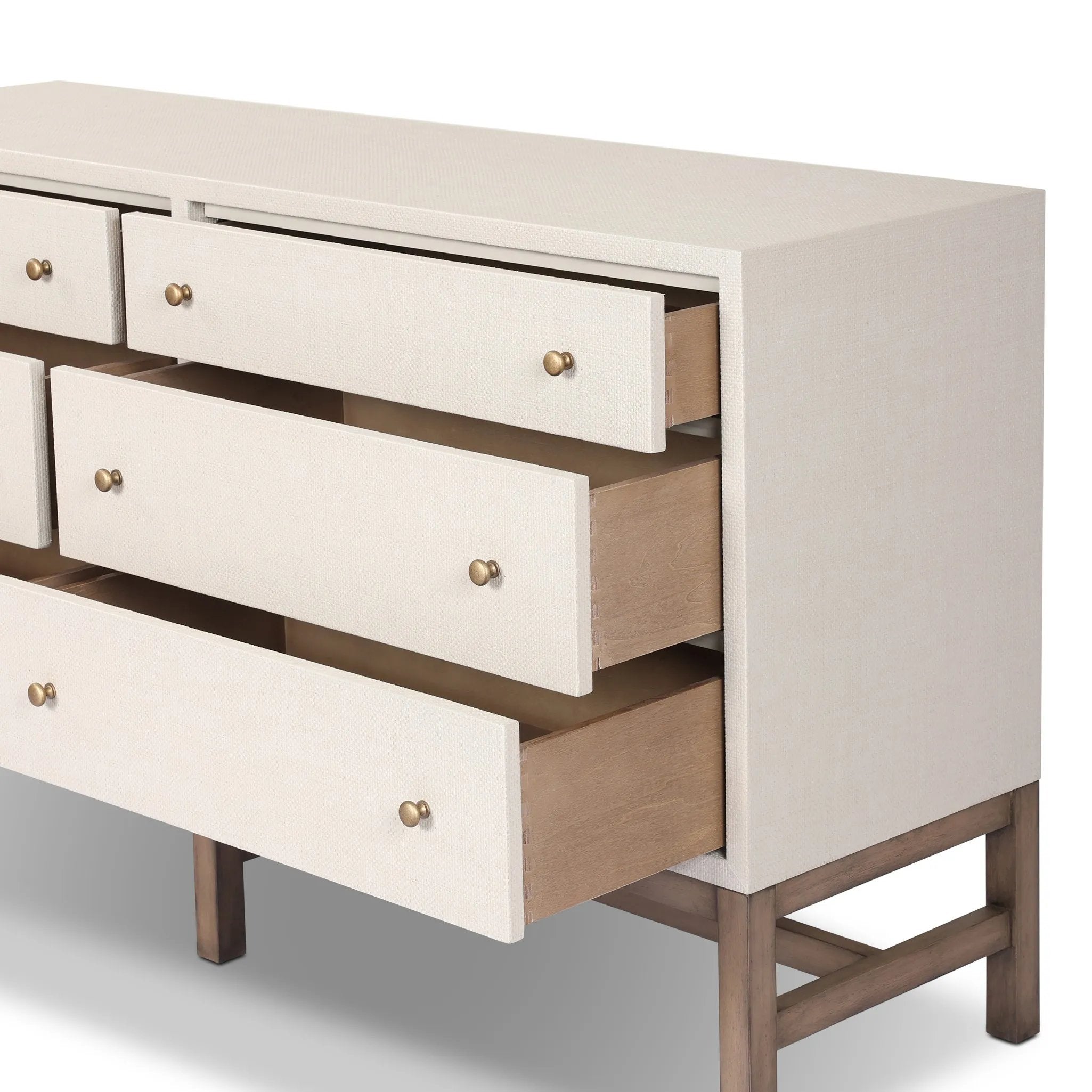 Fiona Ivory Painted Raffia 6 Drawer Dresser | Amethyst Home Fiona Ivory Painted Raffia 6 Drawer Dresser | Amethyst Home