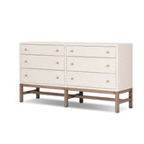 Featuring Fiona Ivory Painted Raffia 6 Drawer Dresser by Four Hands at Amethyst Home. Indulge in luxury with the Fiona Ivory Painted Raffia 6 Drawer Dresser. This elegant dresser boasts a sophisticated ivory painted finish and hand-woven raffia drawers. With six spacious drawers, it offers ample storage space while adding a touch of exclusivity to any bedroo. Amethyst Home provides interior design, new home construction design consulting, vintage area rugs, and lighting in the Portland metro area.